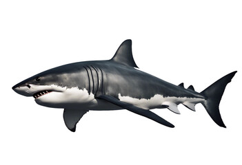 Fototapeta premium A realistic giant shark with a frontal pose on transparency background