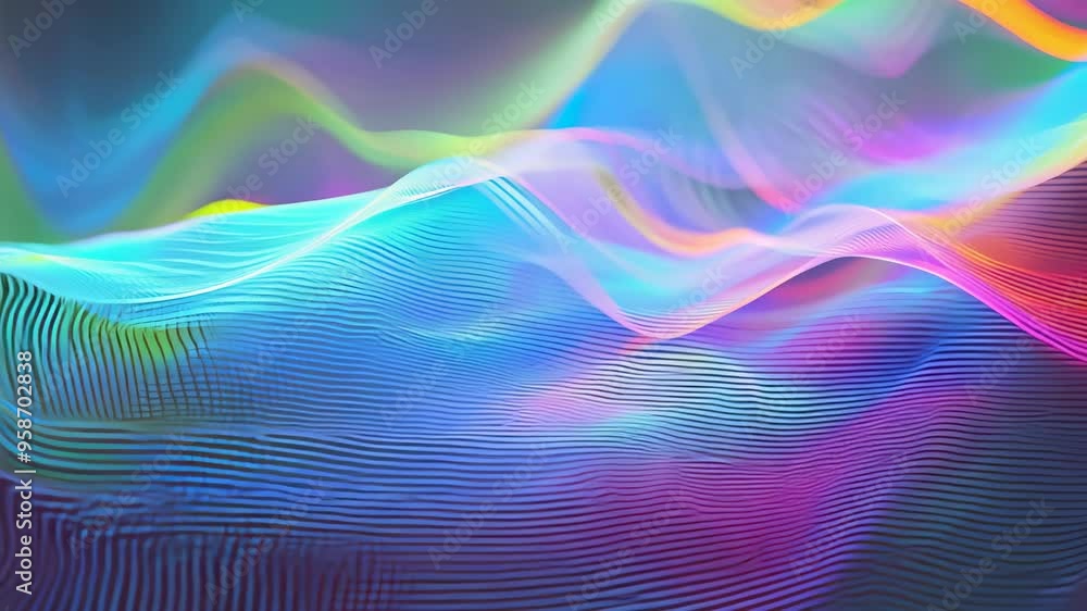Poster an enchanting abstract image with vibrant colors flowing across the canvas. swirling waves of blue, 