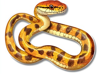 Obraz premium Colorful, realistic illustration of a vibrant snake with unique patterns and textures, perfect for educational or artistic use.