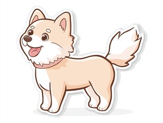 Obraz premium Cute cartoon dog with fluffy fur, playful expression, perfect for pet lovers and children's illustrations.