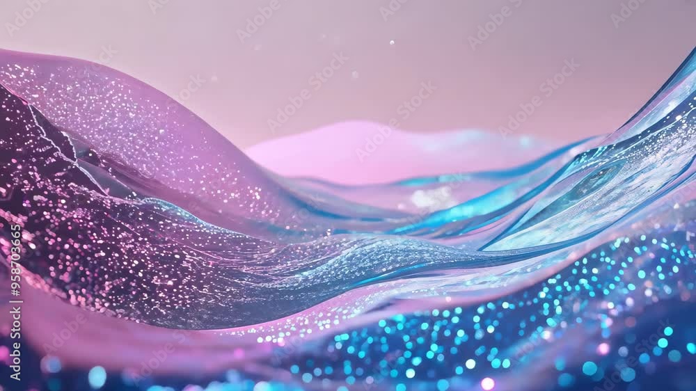 Aufkleber an abstract background with vibrant pinks and blues, enhanced by sparkling glitter. its smooth textu