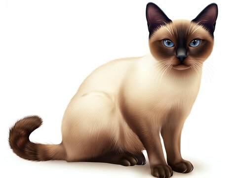 A beautiful Siamese cat with striking blue eyes and elegant fur, perfect for pet-themed projects and animal illustrations.