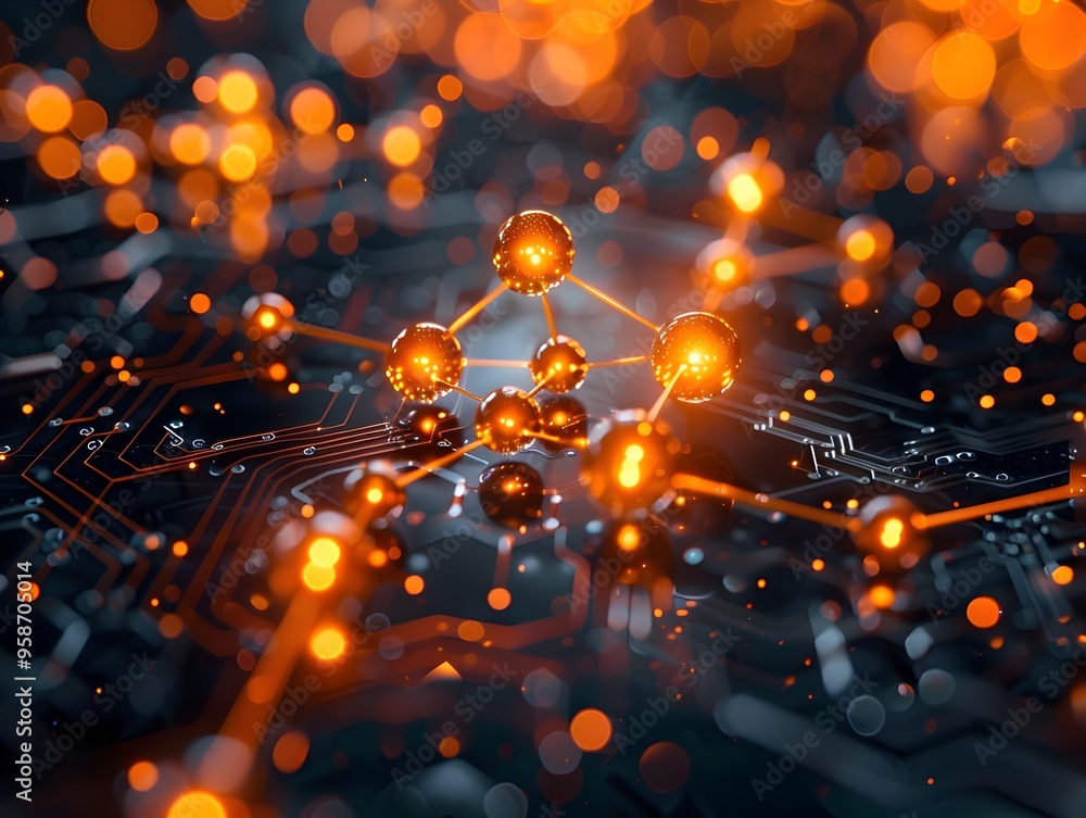 Poster quantum computer generating complex molecular models for scientific research