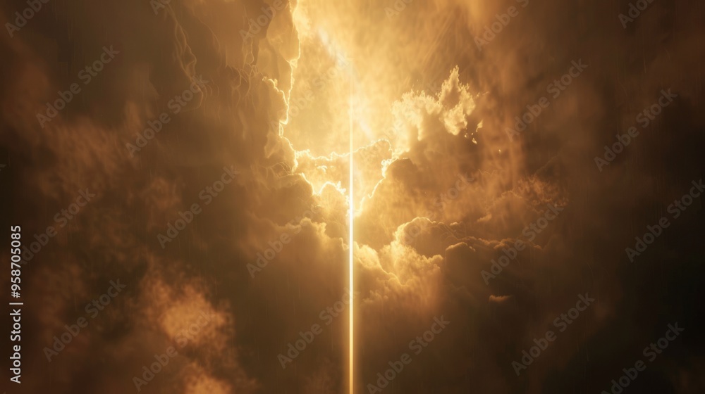 Poster a bright light is shining through the clouds, creating a sense of hope