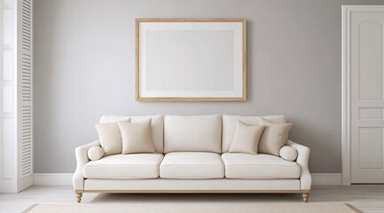 Modern Living Room Interior with Blank Picture Frame