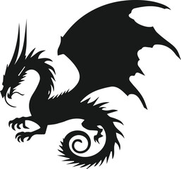  Dragon silhouette vector illustration isolated on transparent background