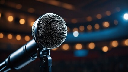 Stylish microphone highlighted with an enchanting backdrop for presentations.