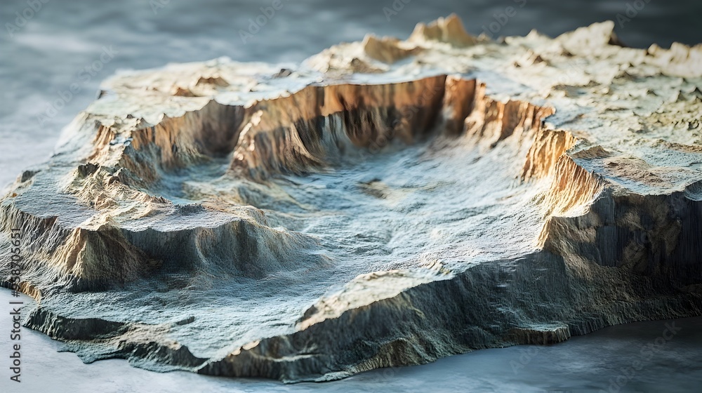 Poster tectonic plate movement simulation with 3d model and copy space