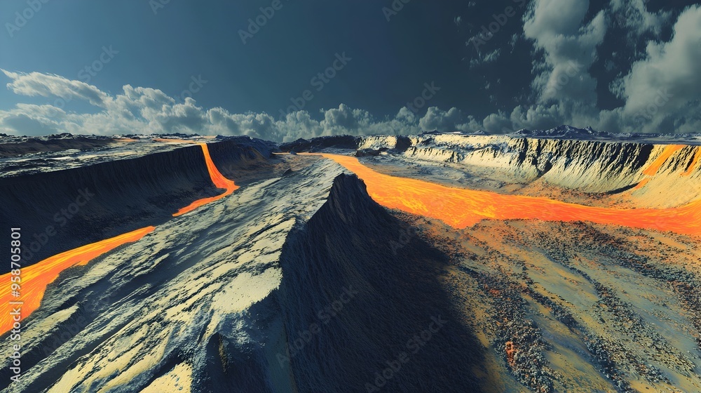 Poster tectonic plate subduction zone simulation showcasing geological data and potential hazards