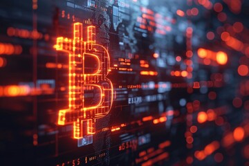 Obraz premium An artistic image of a digital lock with cryptocurrency symbols, representing security and encryption in digital finance