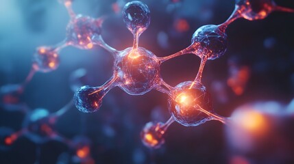 11. Detailed graphic of a nutrient molecule with animated, glowing atomic structures
