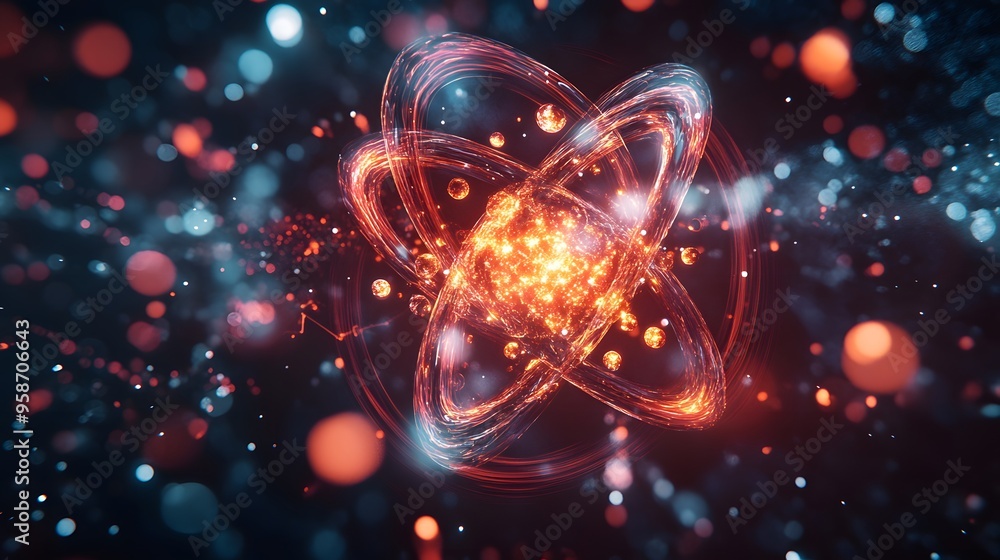 Poster 12. sci-fi inspired image of a nutrient atom with radiant molecular patterns