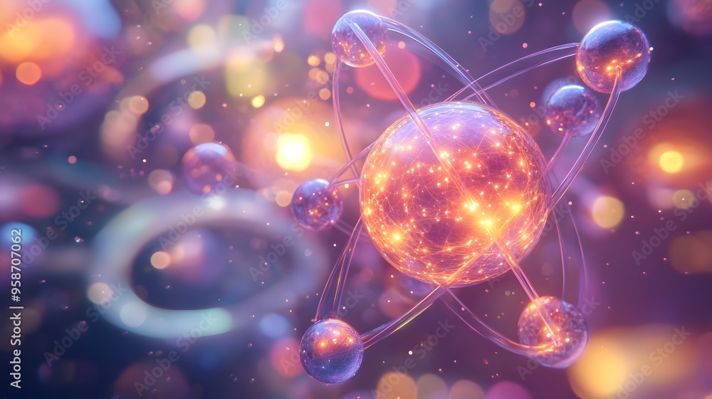 Poster 12. sci-fi inspired image of a nutrient atom with radiant molecular patterns