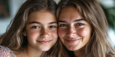 Fototapeta premium Young Woman Smiling with Her Reflection