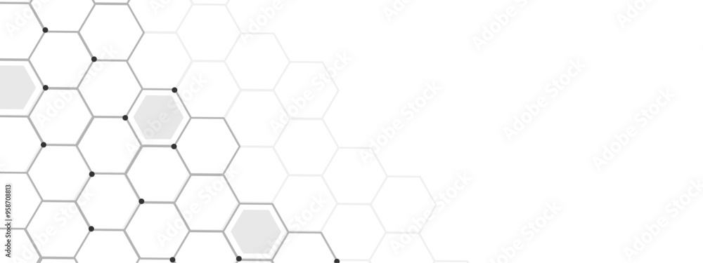 Poster Vectors Geometric abstract background with simple Hexagon elements. Vector illustration for medicine, technology or science design
