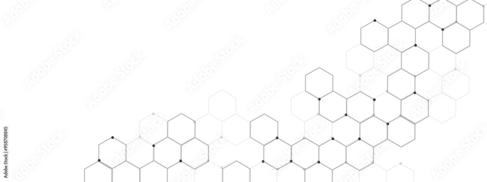 Poster Vectors Geometric abstract background with simple Hexagon elements. Vector illustration for medicine, technology or science design