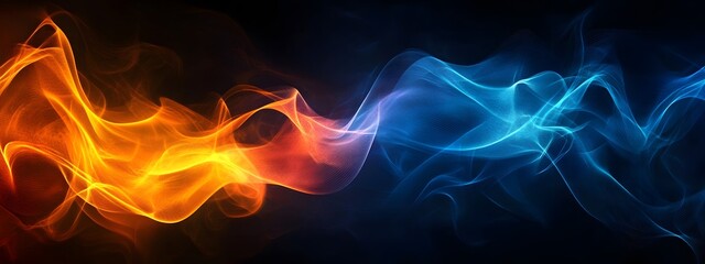 Fototapeta premium A dynamic background with glowing orange and blue lines representing energy waves, perfect for creating an immersive video or animation presentation