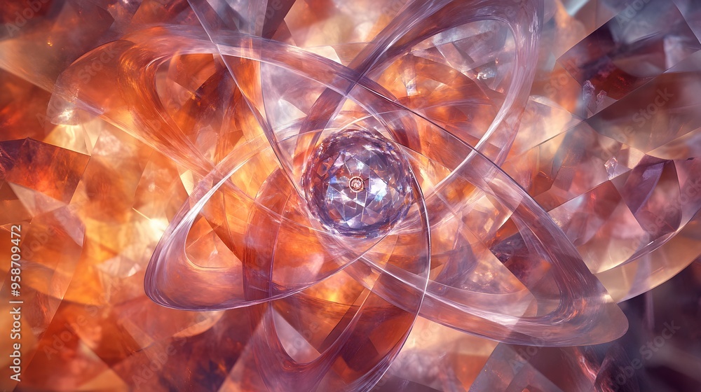 Poster 3. artistic rendering of a central atom within a mineral crystal lattice