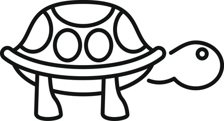 Simple line drawing of a turtle walking in side view, minimalist style for logos or branding