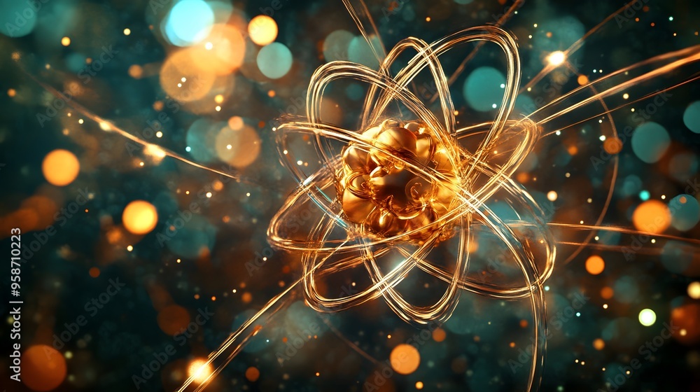 Poster 3. artistic rendering of a central atom within a mineral crystal lattice