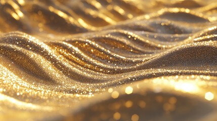 A background of layered, sparkling gold waves with a sense of depth and movement, exuding luxury and glamour.