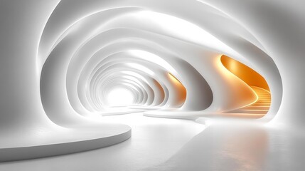 Obraz premium Futuristic White Tunnel with Organic Design Generative AI