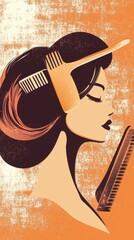 Vintage Hair Styling Illustration