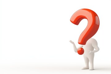 3D model of a character featuring a big red question mark, ideal for illustrating questions or curiosity
