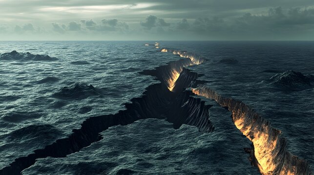 Divergent Tectonic Plate Boundary Simulation Showcasing Mid-Ocean Ridge Formation and Oceanic Crust Creation