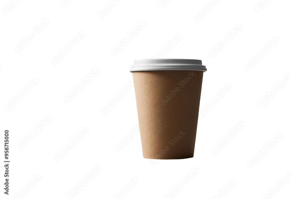 Poster empty brown paper cup mock up isolated on transparent background