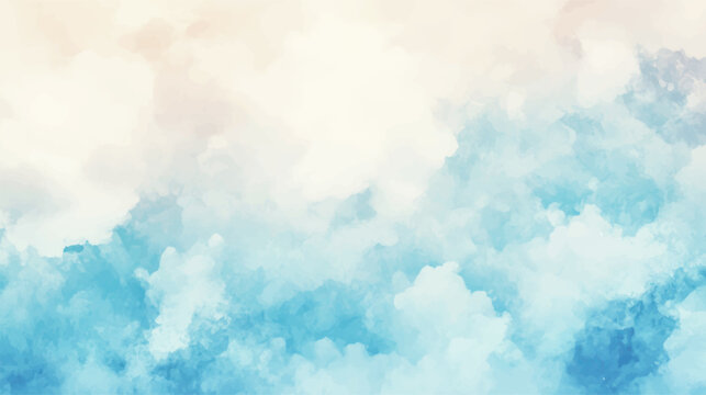 Sky blue watercolor illustration paint on paper textured canvas element. painting soft blue textured on wet white paper, Light sky blue brush painted watercolor background.