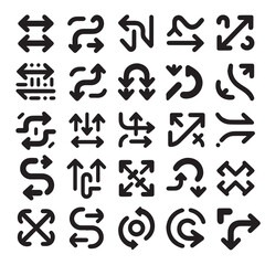 Icons Black set of different arrows isolated on white background. Vector illustration alternative route icon isolated sign symbol vector illustration - Collection of high quality black style vector ic