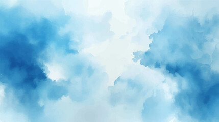 Sky blue watercolor illustration paint on paper textured canvas element. painting soft blue textured on wet white paper, Light sky blue brush painted watercolor background.