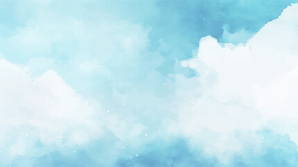 Sky blue watercolor illustration paint on paper textured canvas element. painting soft blue textured on wet white paper, Light sky blue brush painted watercolor background.