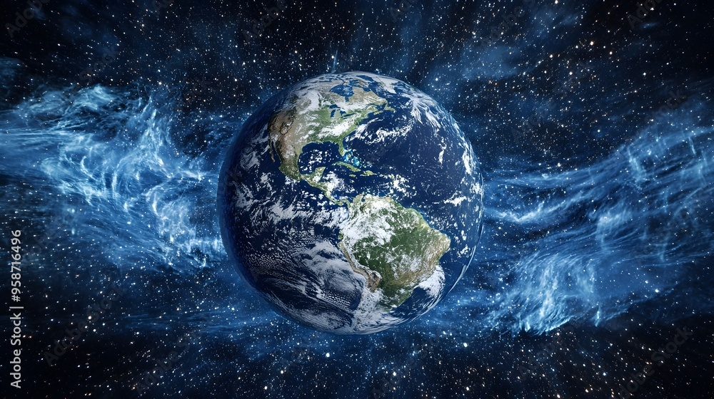 Poster digital globe showcasing real-time weather patterns and climate data
