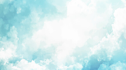 Sky blue watercolor illustration paint on paper textured canvas element. painting soft blue textured on wet white paper, Light sky blue brush painted watercolor background.