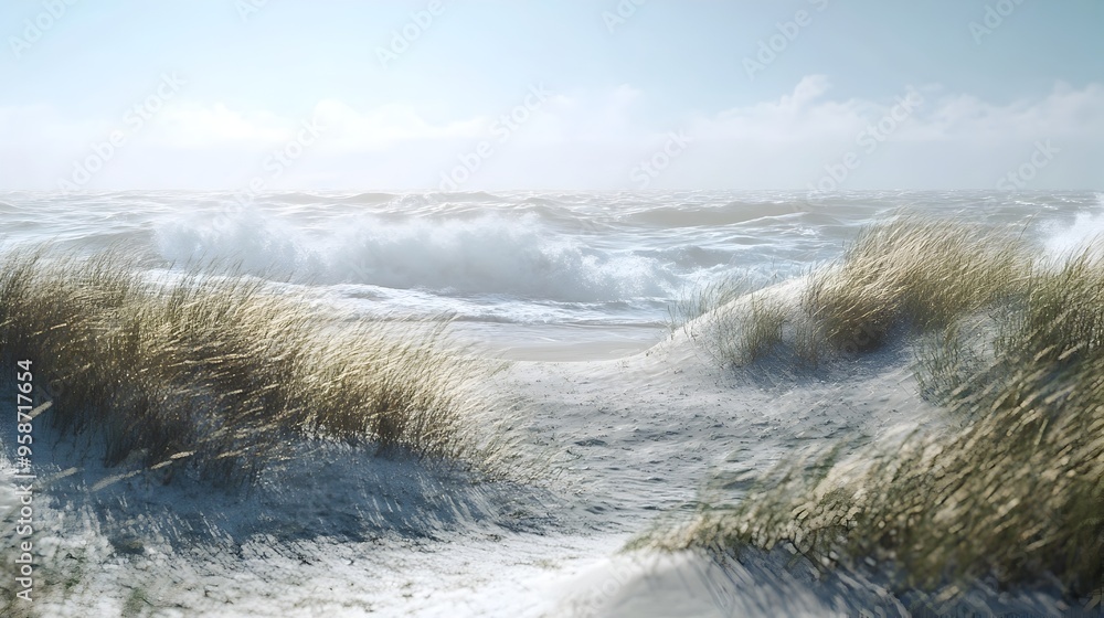 Poster dynamic visualization of wind speed and direction in coastal landscape