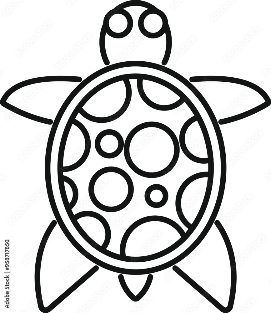 Aufkleber simple line drawing of a sea turtle swimming with a patterned shell