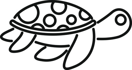 Sea turtle walking with big shell icon, outline style