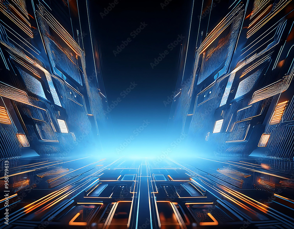 Poster modern digital abstract 3d background with copy space- a sleek, three-dimensional digital b_1(161)