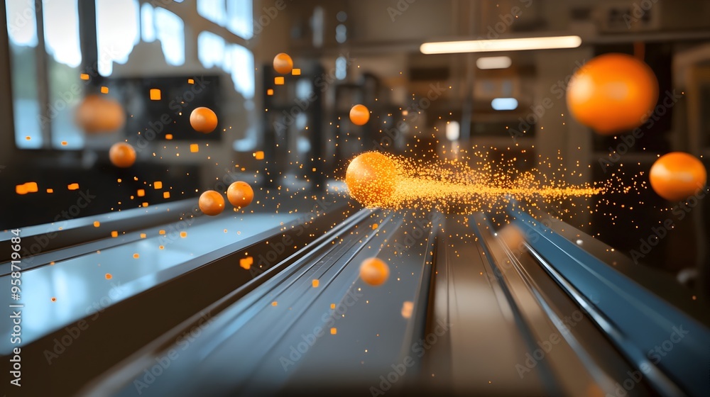 Poster simulation of projectile trajectory in physics laboratory