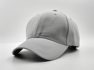 Fototapeta premium Minimalist Light Grey Baseball Cap on White Background