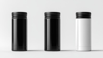 Set of Black and White Thermos Bottles Generative AI