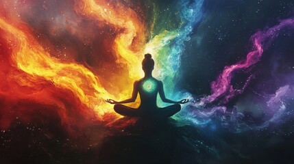 Fototapeta premium Meditation in a Cosmic Sea of Colors.