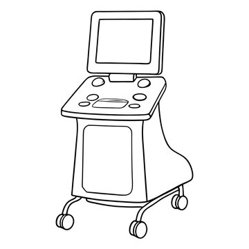 recommend clip art: Outline image of ultrasound medical equipment on white background