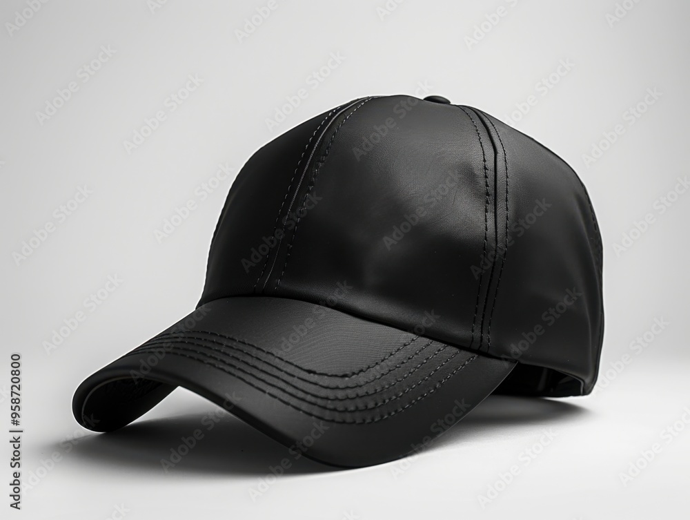 Wall mural high-resolution black baseball cap on white background