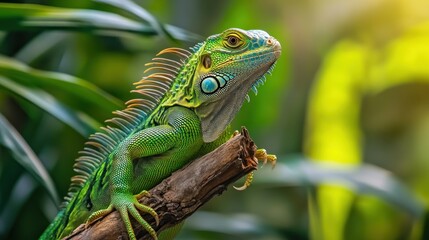Fototapeta premium Green Iguana on a Branch