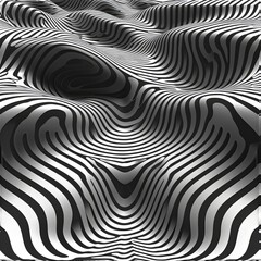 Abstract Fibonacci spiral in white with black stripes, featuring a hypnotic optical illusion, perfect for digital media and graphic design.