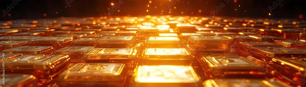 Aufkleber a stunning view of golden bars illuminated by warm light, creating a captivating and luxurious atmos