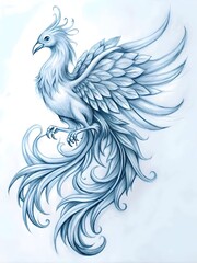 Obraz premium Majestic Mystic Bird Elegant Feathers Soaring Wings Mythical Beauty Vibrant Colors Dreamlike Creatures Enchantment